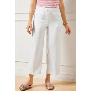 Talbots 100% Irish Linen Cropped Capri Pants White SZ 12